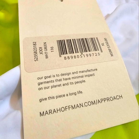 Mara Hoffman Jodi one piece swimsuit abstract lime green and white sz xl - Picture 2 of 6